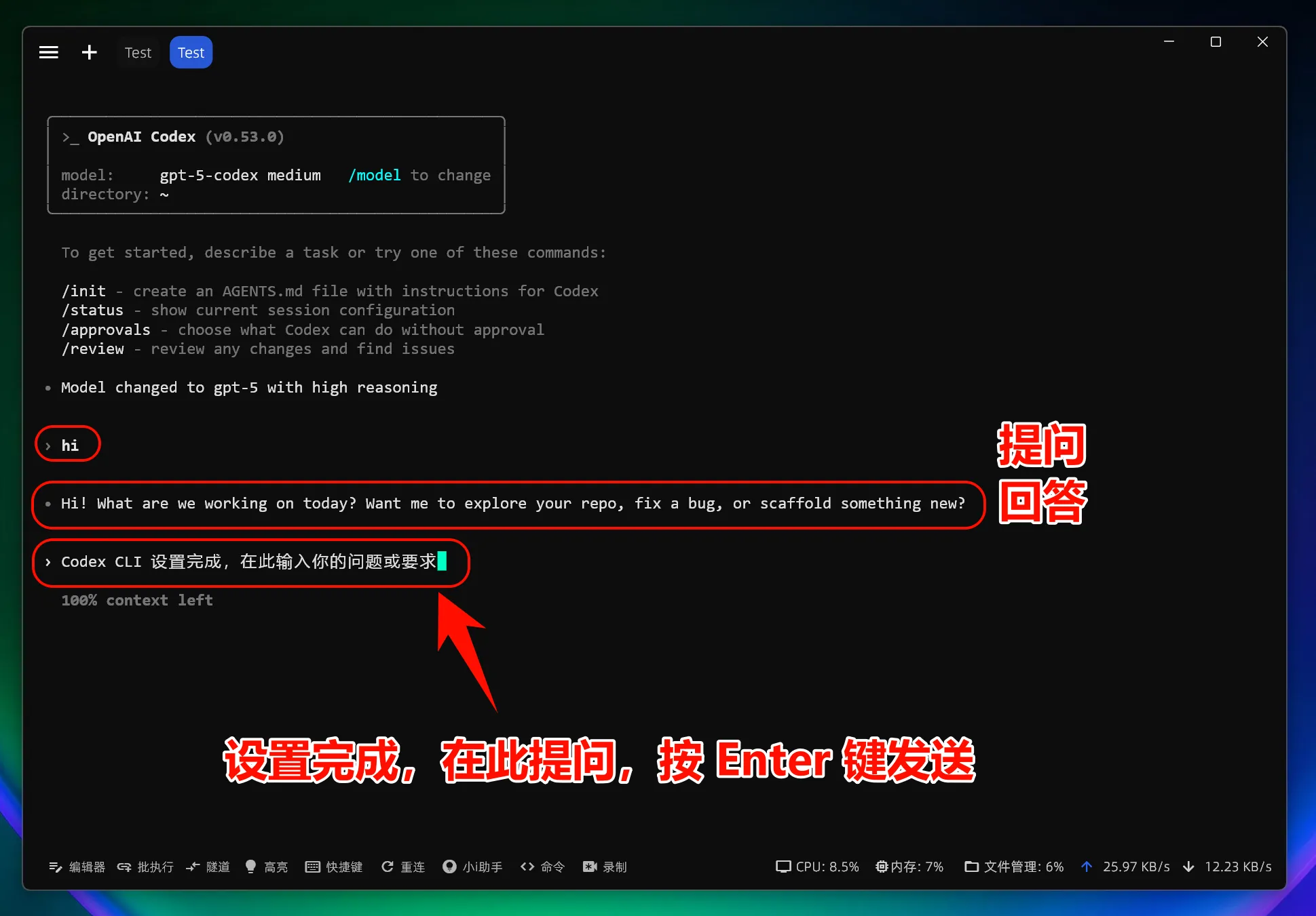 Linux 完成 Codex CLI 测试